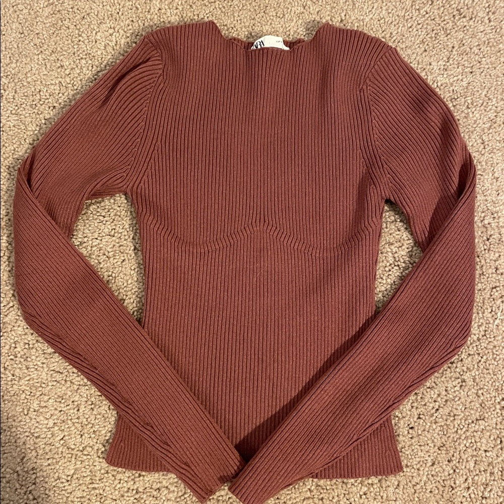 Zara Mauve Sweater with Bustier embroidery